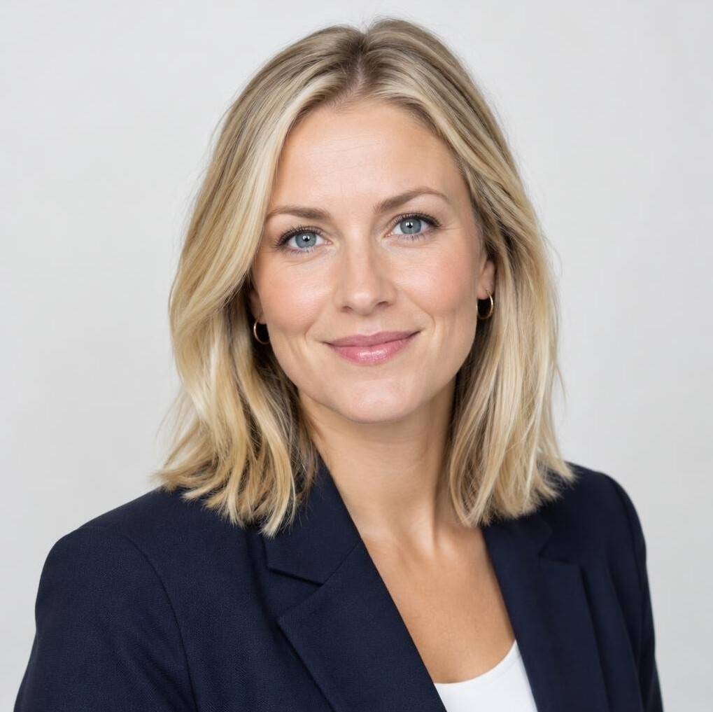 Portrait of a Swedish woman in her thirties with blonde hair