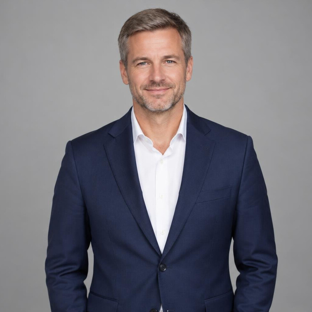 Portrait of a Swedish man in a suit with a neutral background